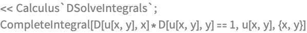<< Calculus`DSolveIntegrals`;
CompleteIntegral[D[u[x, y], x]*D[u[x, y], y] == 1, u[x, y], {x, y}]