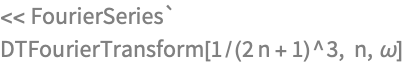 << FourierSeries`
DTFourierTransform[1/(2 n + 1)^3, n, \[Omega]]