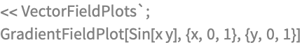 << VectorFieldPlots`;
GradientFieldPlot[Sin[x y], {x, 0, 1}, {y, 0, 1}]