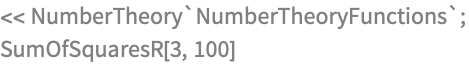 << NumberTheory`NumberTheoryFunctions`;
SumOfSquaresR[3, 100]