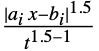 (TemplateBox[{{{{a, _, i}, x}, -, {b, _, i}}}, Abs]^(1.5))/(t^(1.5-1))