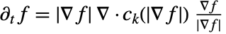 partial_tf=TemplateBox[{{del , f}}, Abs]del .c_k(TemplateBox[{{del , f}}, Abs]) (del f)/(TemplateBox[{{del , f}}, Abs])