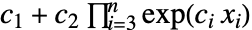 TemplateBox[{1}, CTraditional]+TemplateBox[{2}, CTraditional] product_(i=3)^nexp(TemplateBox[{i}, CTraditional] x_i)