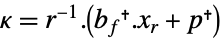 kappa=TemplateBox[{r}, Inverse].(b_f.x_r+p)