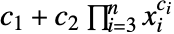 TemplateBox[{1}, CTraditional]+TemplateBox[{2}, CTraditional] product_(i=3)^nx_i^(TemplateBox[{i}, CTraditional])