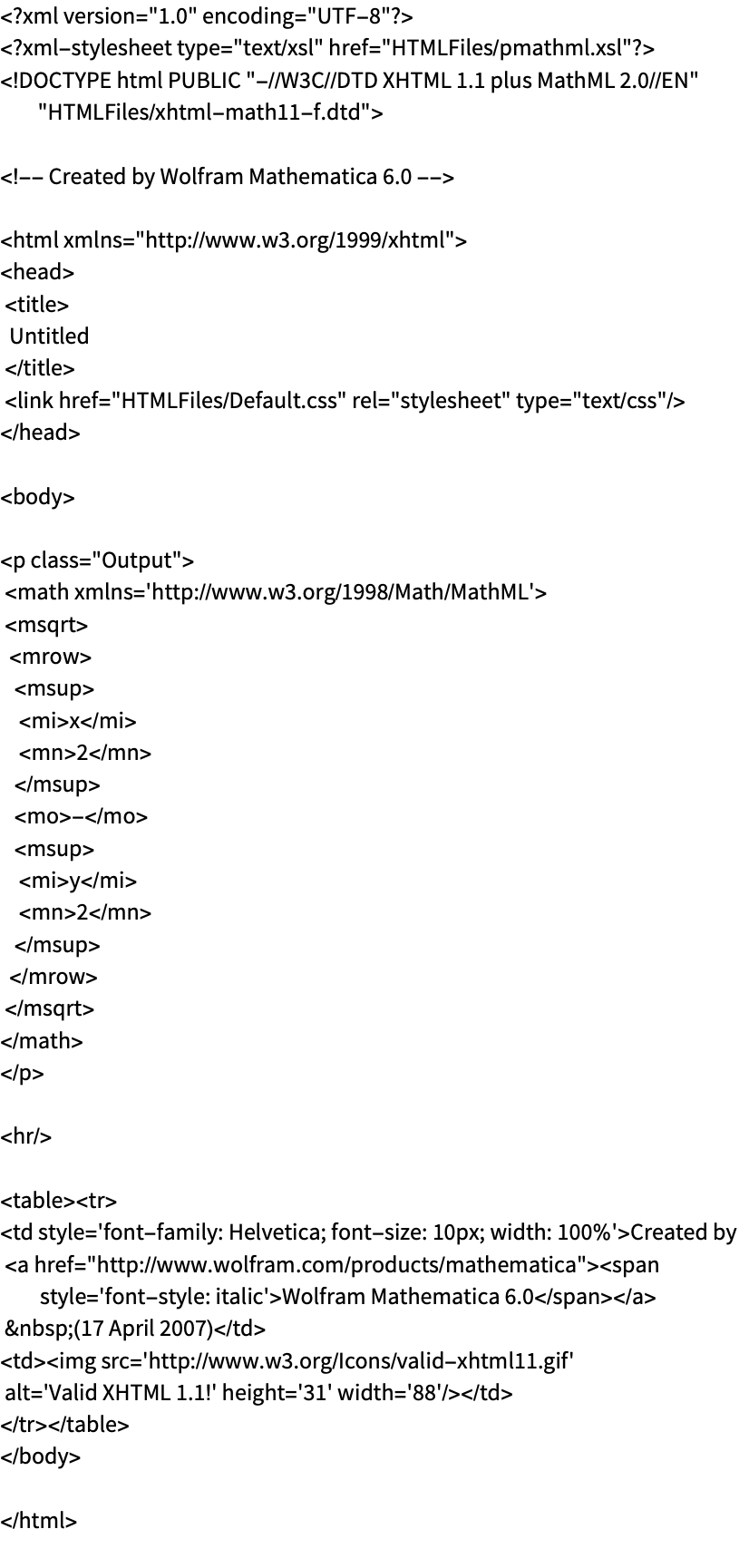 XHTMLMathML—Wolfram言語ドキュメント