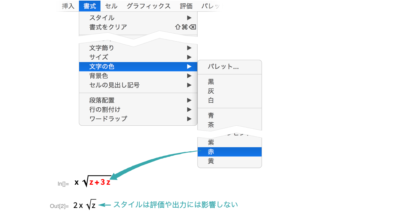 数式にスタイルを加える Wolfram言語ドキュメント