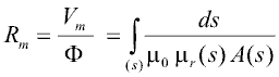 General formula for calculation of a magnetic reluctance