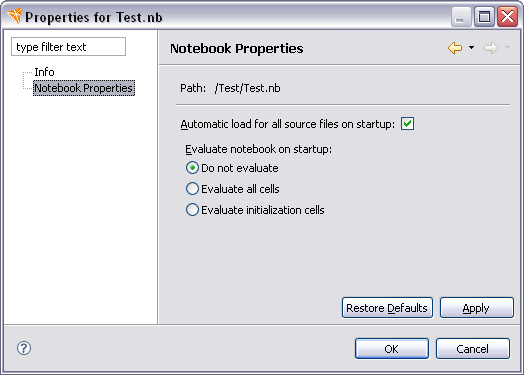 Notebook Properties