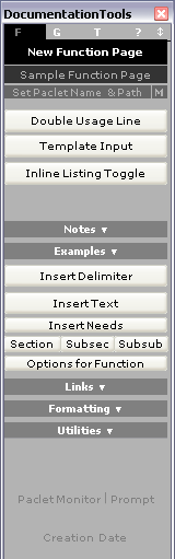 Documentation Tools Palette